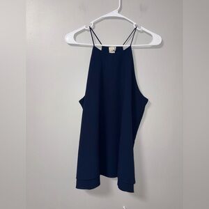 Paper crane navy halter tank top women’s L minimalistic basic